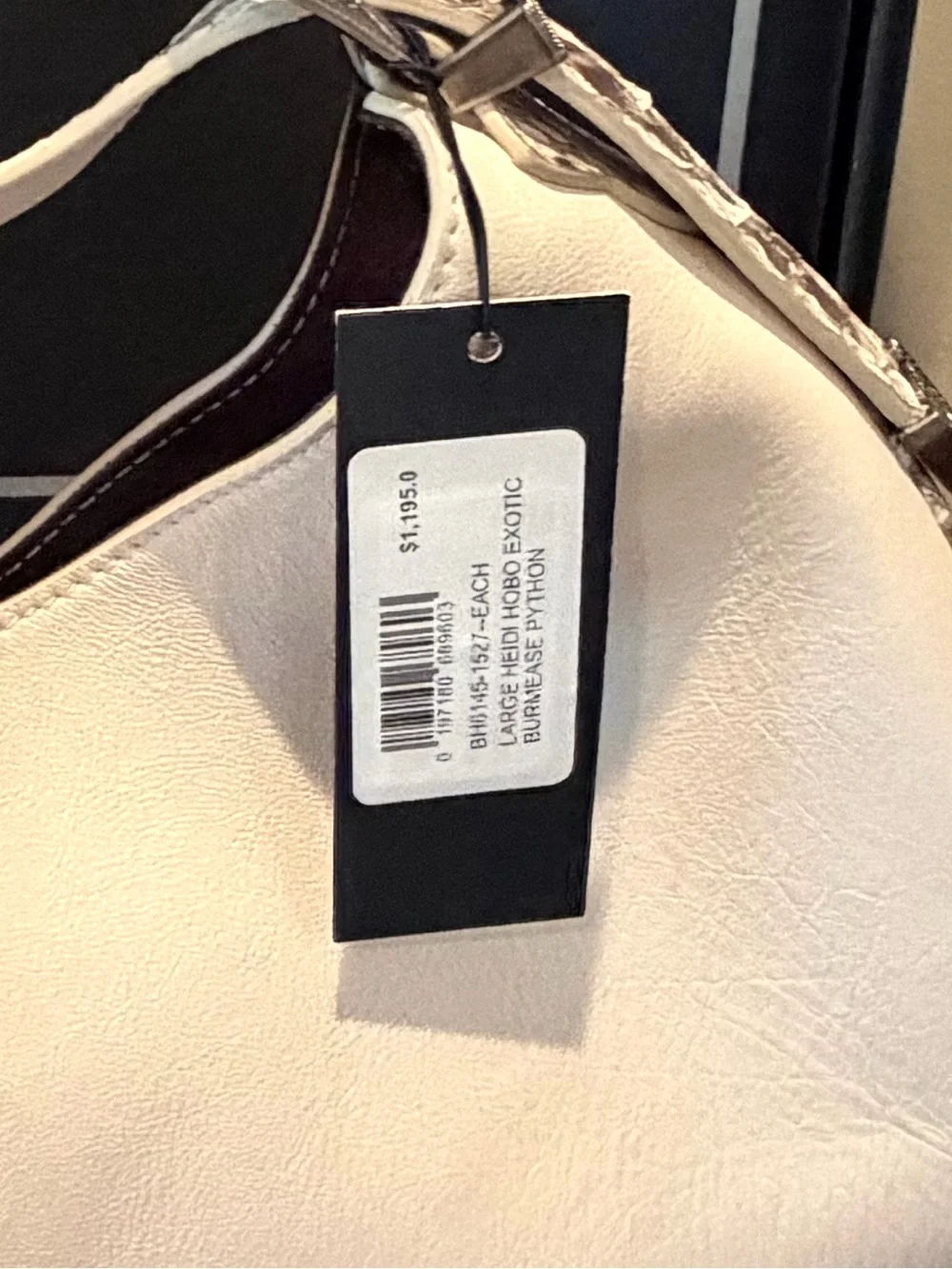 Lucchese Cream Hobo with Snake-Print Trim
